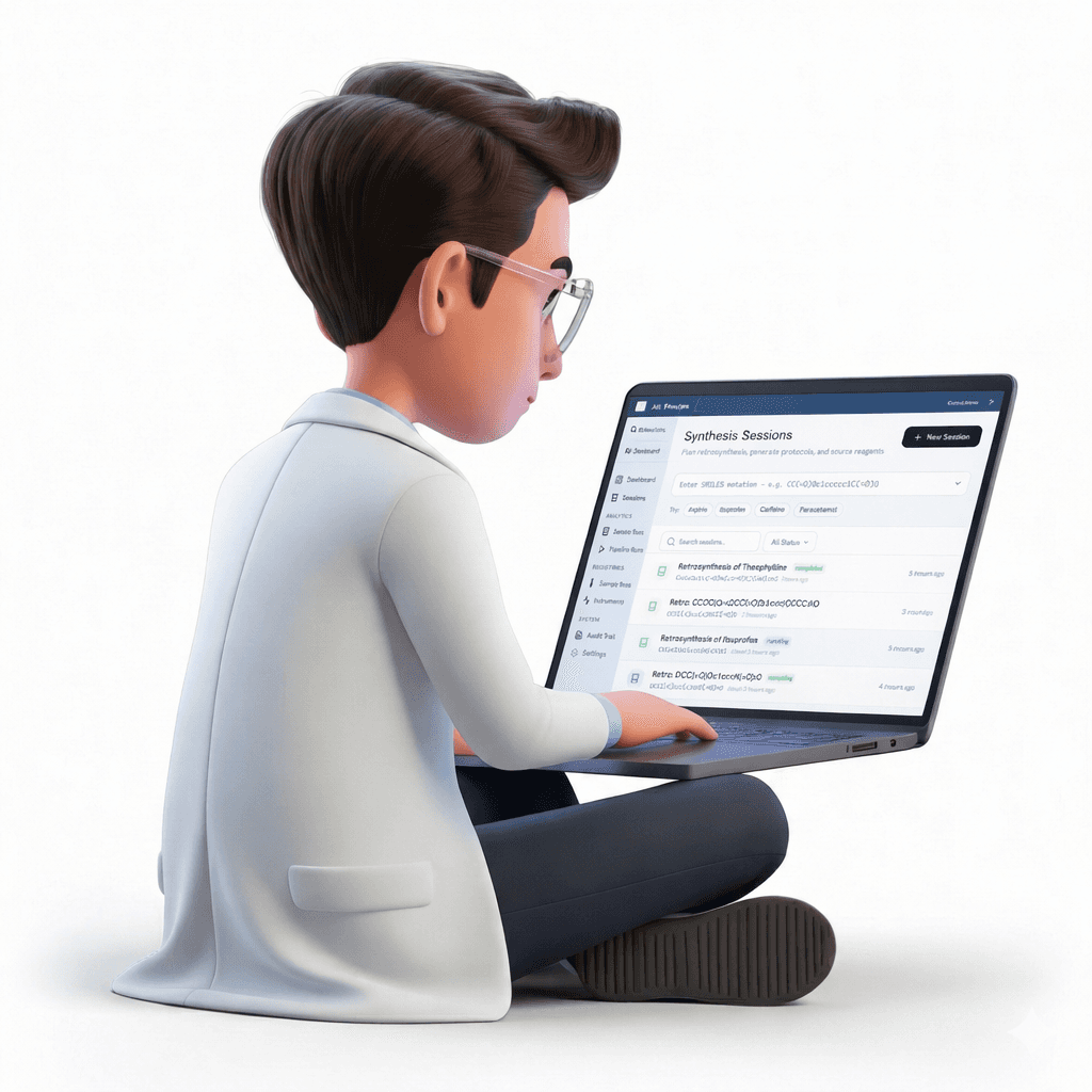 Scientist using Rasyn on a laptop